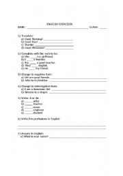 English worksheet: GREETINGS AND VERB TO BE