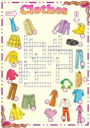 English Worksheet: Clothes-  Picture crossword