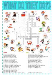 English Worksheet: What do they do?3-crossword