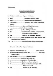 English worksheet: present simple&contiunuous simple past & continuous