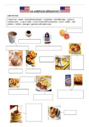 English Worksheet: an American breakfast