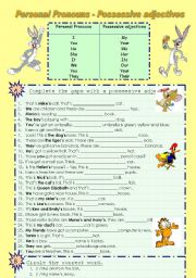 English Worksheet: Personal Pronouns - Possessive adjectives