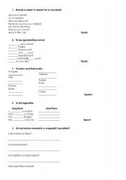 English worksheet: To be and interrogatives