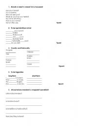 English Worksheet: To be and interrogatives