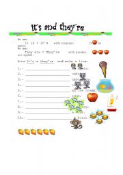English Worksheet: use of its and theyre