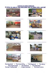 English Worksheet: School Places