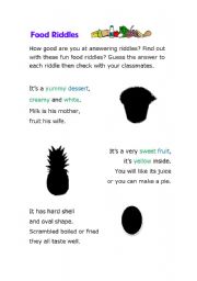 English Worksheet: Food Riddles