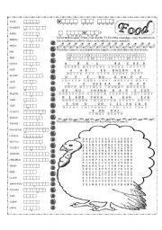 English Worksheet: Food unscramble games