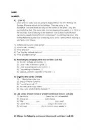 English Worksheet: EXAM (SIMPLE PRESENT TENSE-PRESENT CONTINOUS TENSE)