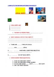 English Worksheet: CORAL REEFS