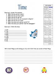 English worksheet: Time