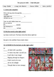 English Worksheet: I hate this part - Pussycat Dolls