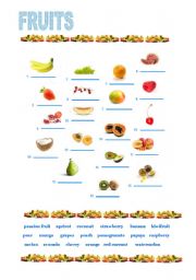 English worksheet: FRUITS