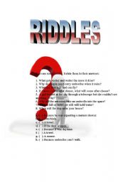 English Worksheet: Riddles