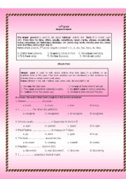 English Worksheet: the present simple / past simple tenses 