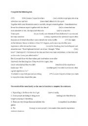 English worksheet: Mixed Grammar, translation & word family exercises about sports