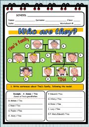 English Worksheet: TINAS FAMILY