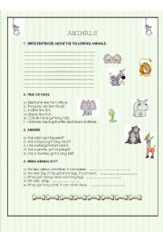 English worksheet: ANIMALS