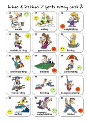 English Worksheet: Likes & Dislikes / Sports miming cards - set 2