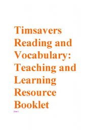 English Worksheet: Timesavers Reading and Vocabulary Booklet part 1