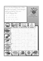 English worksheet: thanksgiving (grayscale & more difficult)