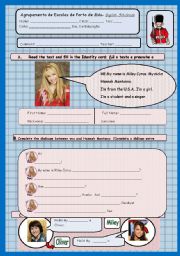 English Worksheet: ID test- Hannah Montana 1/2