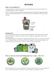 English Worksheet: Recycling