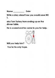 English worksheet: Thanksgiving writing and art project