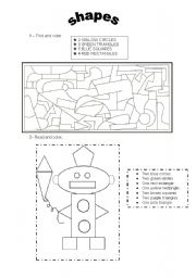 English Worksheet: Shapes and color