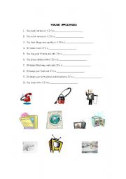 English worksheet: House appliances