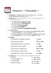 English Worksheet: Frequency - Times per...