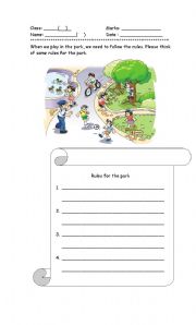 English Worksheet: Rules in the park