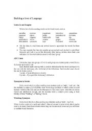 English Worksheet: Building a love of Language