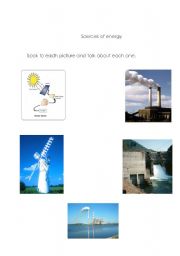 English Worksheet: sources of energy