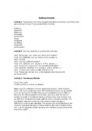English worksheet: General vocabulary activities