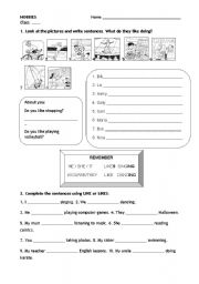 English Worksheet: HOBBIES