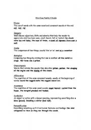 English Worksheet: poetry vocabulary guide