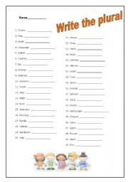 English Worksheet: single-plural