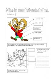 English Worksheet: Alice in wonderlands clothes activity