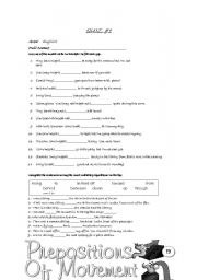English Worksheet: MODALS, PREPOSITIONS OF PLACE AND MOVEMENT