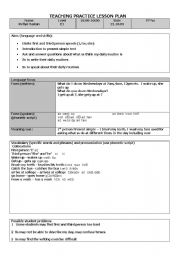 English Worksheet: Lesson Plan first and third person