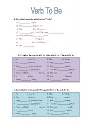 English Worksheet: To Be