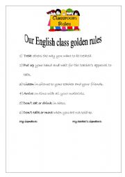 English worksheet: Class rules