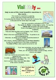 English Worksheet: Italy travel agency presentation of a country