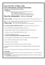 English worksheet: lesson plan on viewing 