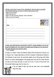 English Worksheet: Writing  a post card and daily routines..