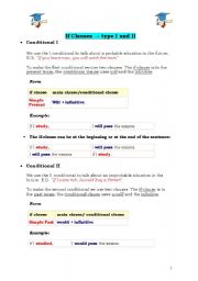 English worksheet: If Clases- type I and II