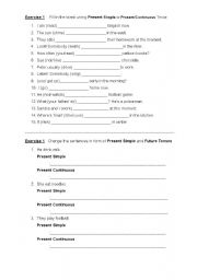English Worksheet: Present Simple and Present continous Tense