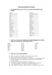 English Worksheet: How Much English Do You Know?