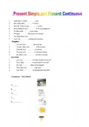 English Worksheet: present simple /present continuous